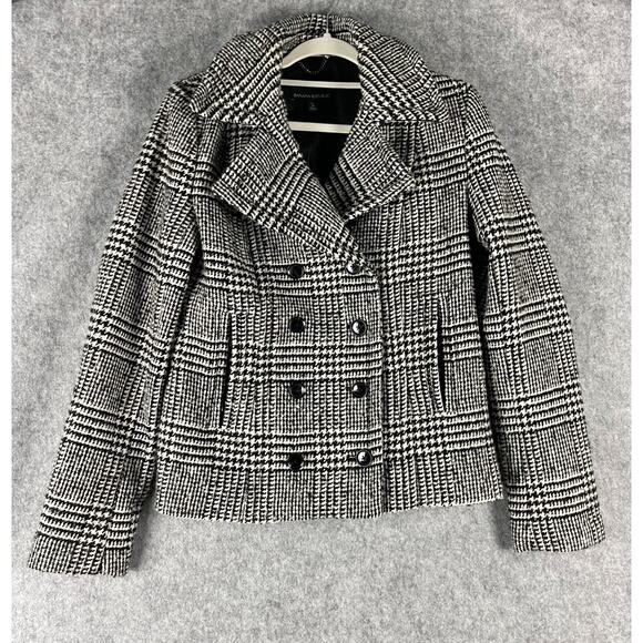 Banana Republic Jackets & Blazers - Banana Republic Wool Blend Coat Womens 6 Tall Houndstooth Double Breasted Preppy